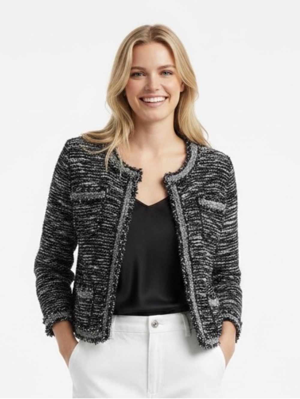 INC International Concepts Iconic Black Cropped Jacket Size Medium